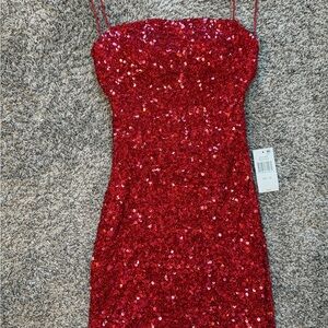 NWT B Darlin Sparkling Red Sequin Mini Dress Size 1/2